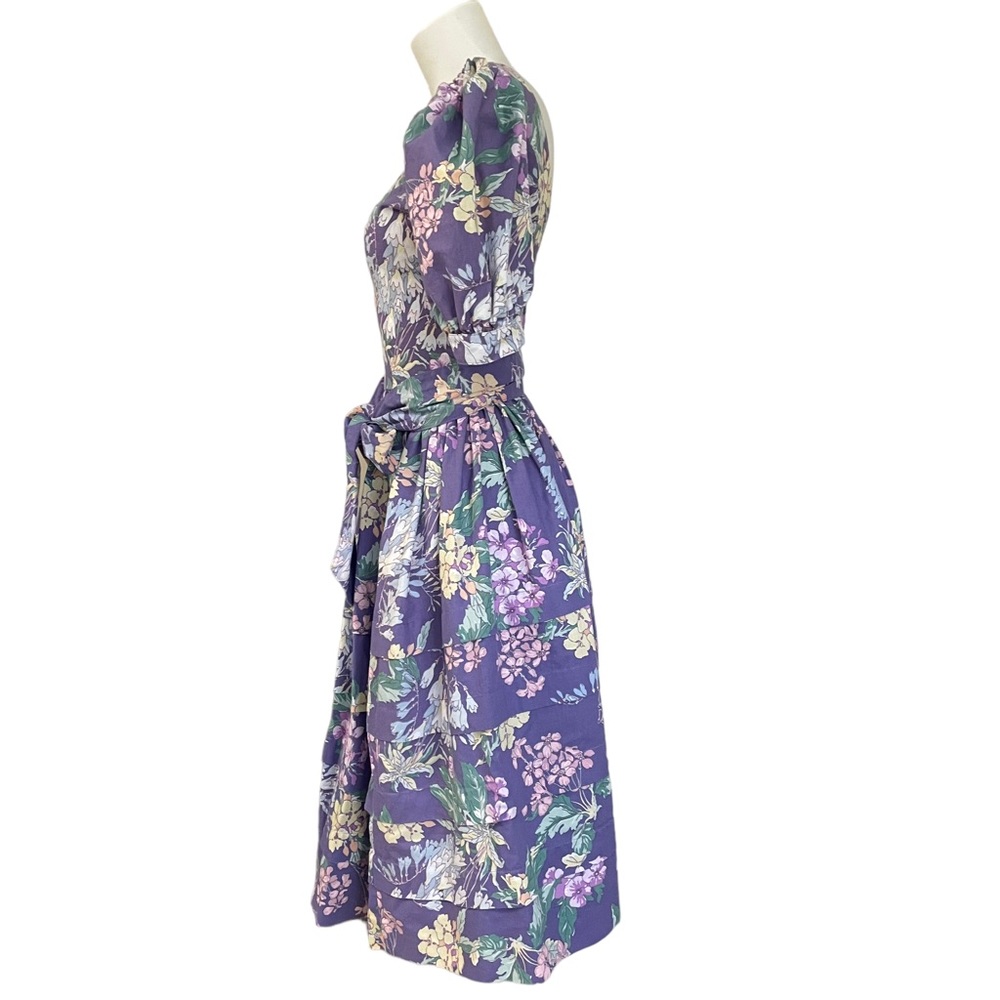 LAURA ASHLEY Vintage Lavender Floral Sweetheart Fit & Flare Dress US 8/UK 10 - Picture 5 of 11